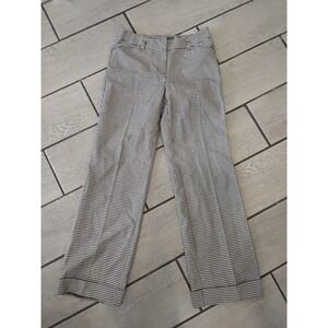 Mac & Jac Houndstooth‎ Dress Pants Black White Cuffed Straight Leg Trousers -4